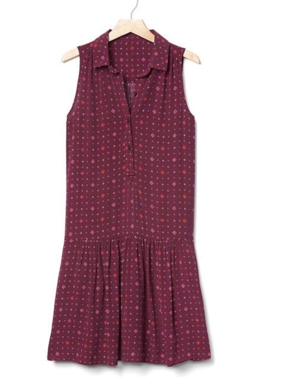 GAP Drop Waist Collared Dress w/ Side Pockets | Burgundy | Size XS